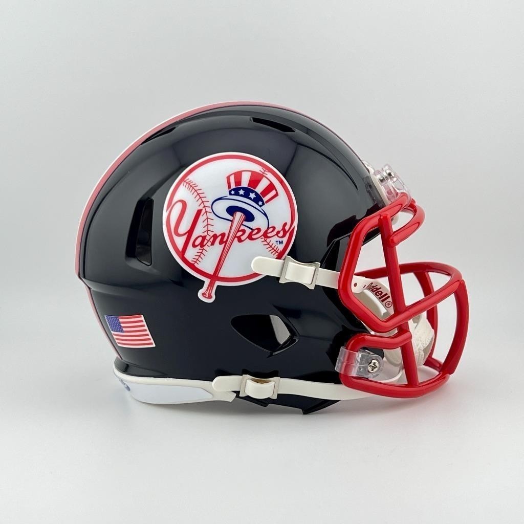 New York Yankees CUSTOM Navy Blue Mini Football Helmet