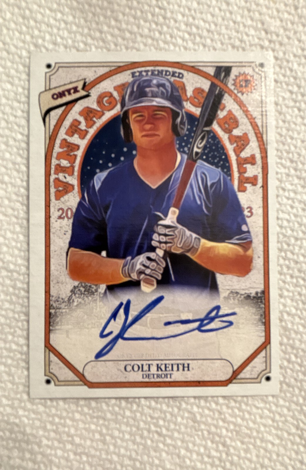 2023 Onyx Vintage Extended – Autographs Colt Keith #OACK Blue Ink (AU, RC)