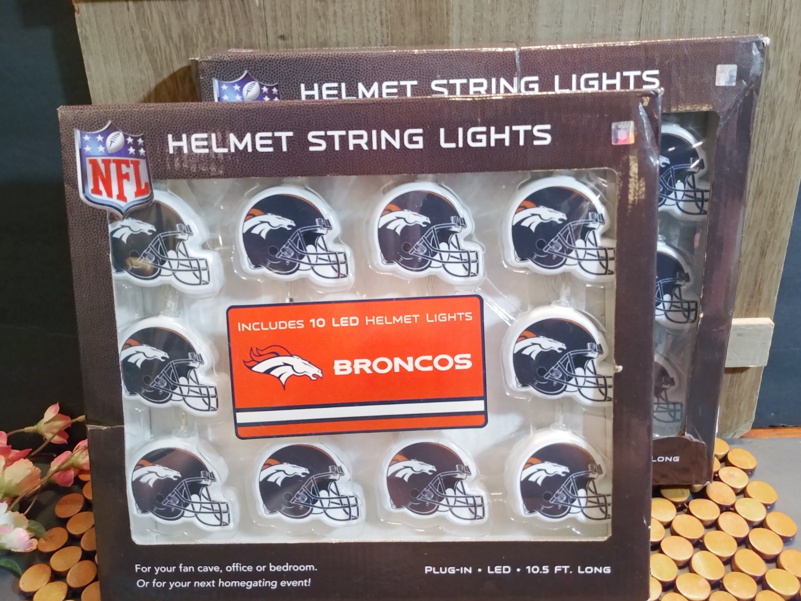2 Sets ~ Party Animal Helmet String Fairy Lights ~ Denver Broncos New
