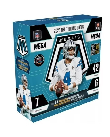 2025 Panini Mosaic Football Trading Card Factory Sealed Mega Box