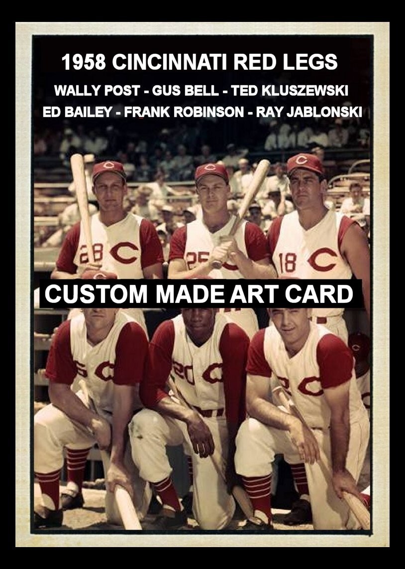 Post Bell Klu Frank Robinson Cincinnati Red legs Custom Baseball Art Card