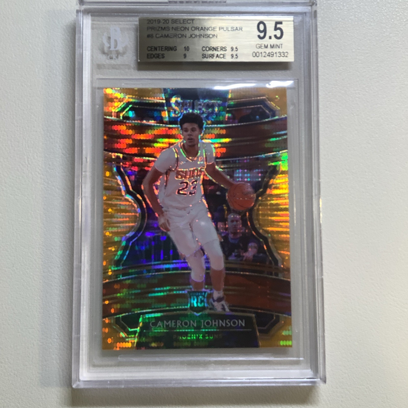 2019-20 Select Cameron Johnson RC Neon Orange Pulsar Prizms FOTL /13 BGS 9.5