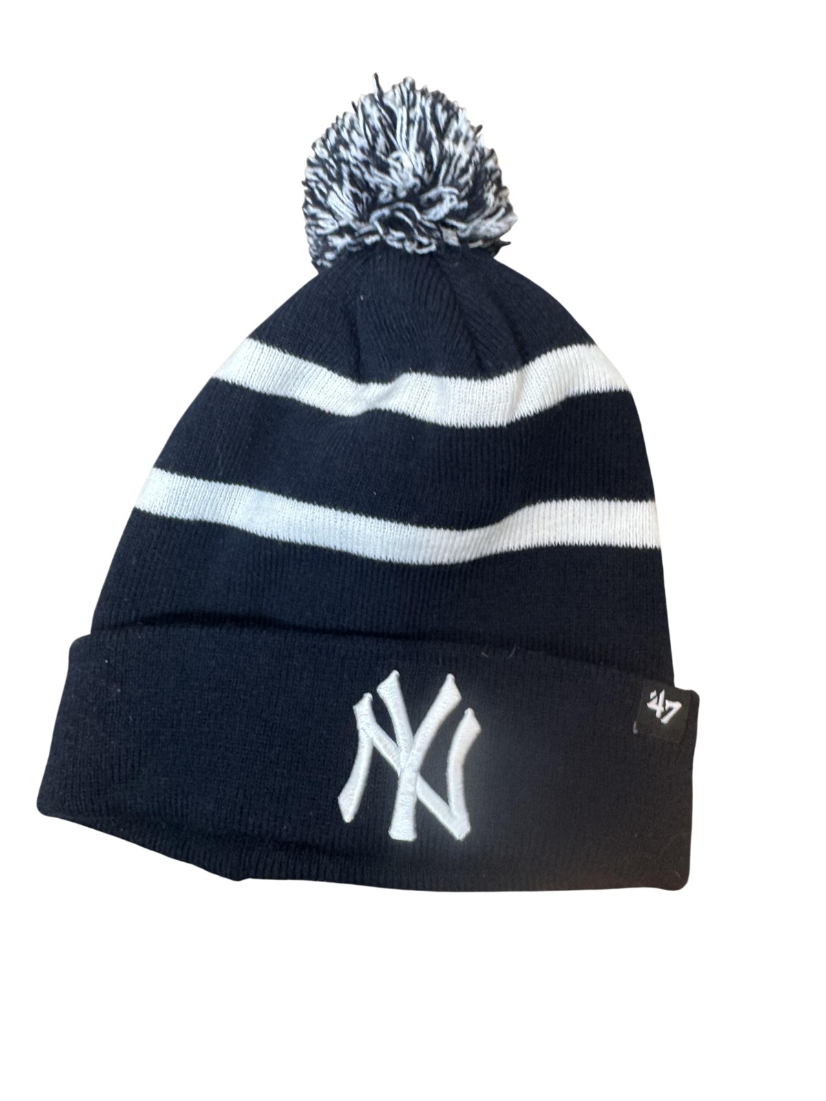 New York Yankees Hat Beanie Mens One Size Black MLB Baseball ’47 Pom Knit