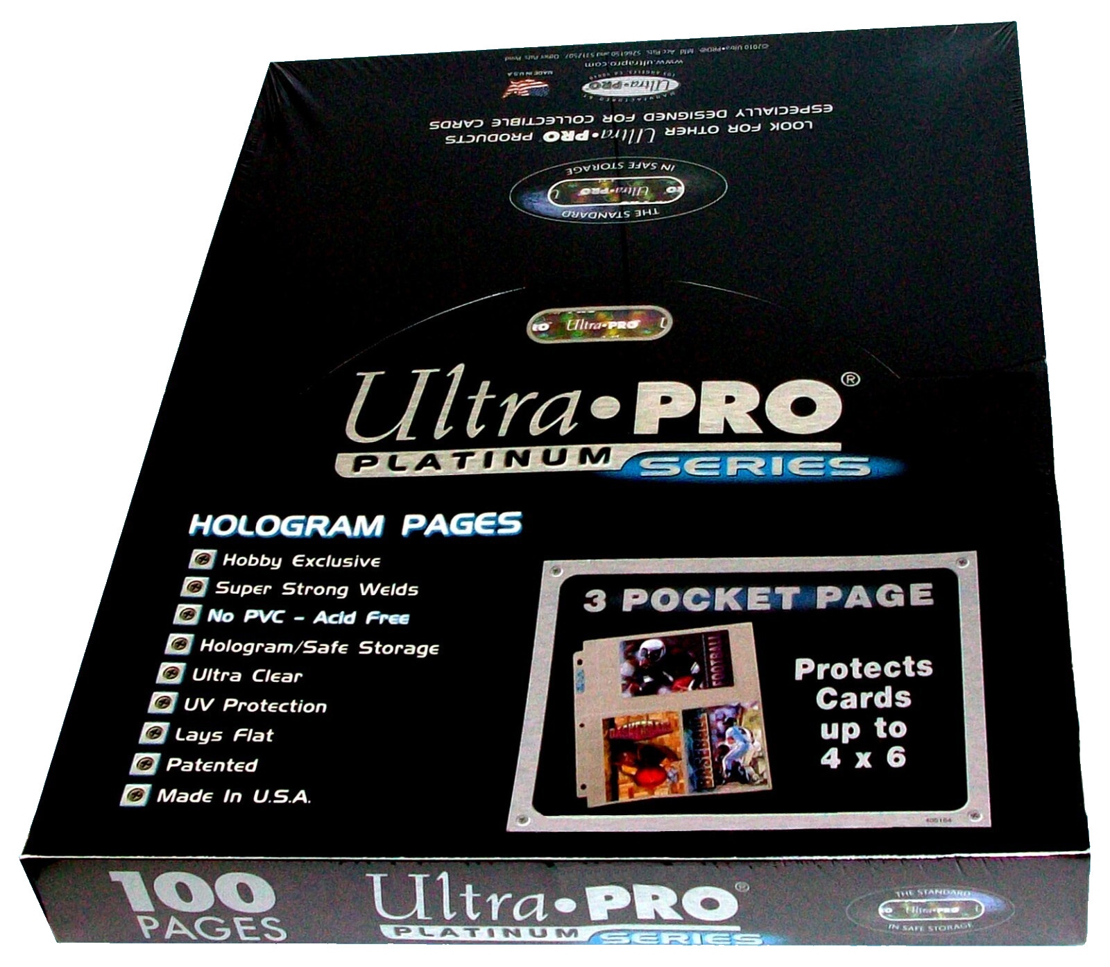 100 Ultra PRO Platinum 3-Pocket 4×6 Pages Sheets Photo Currency Coupon Post Card