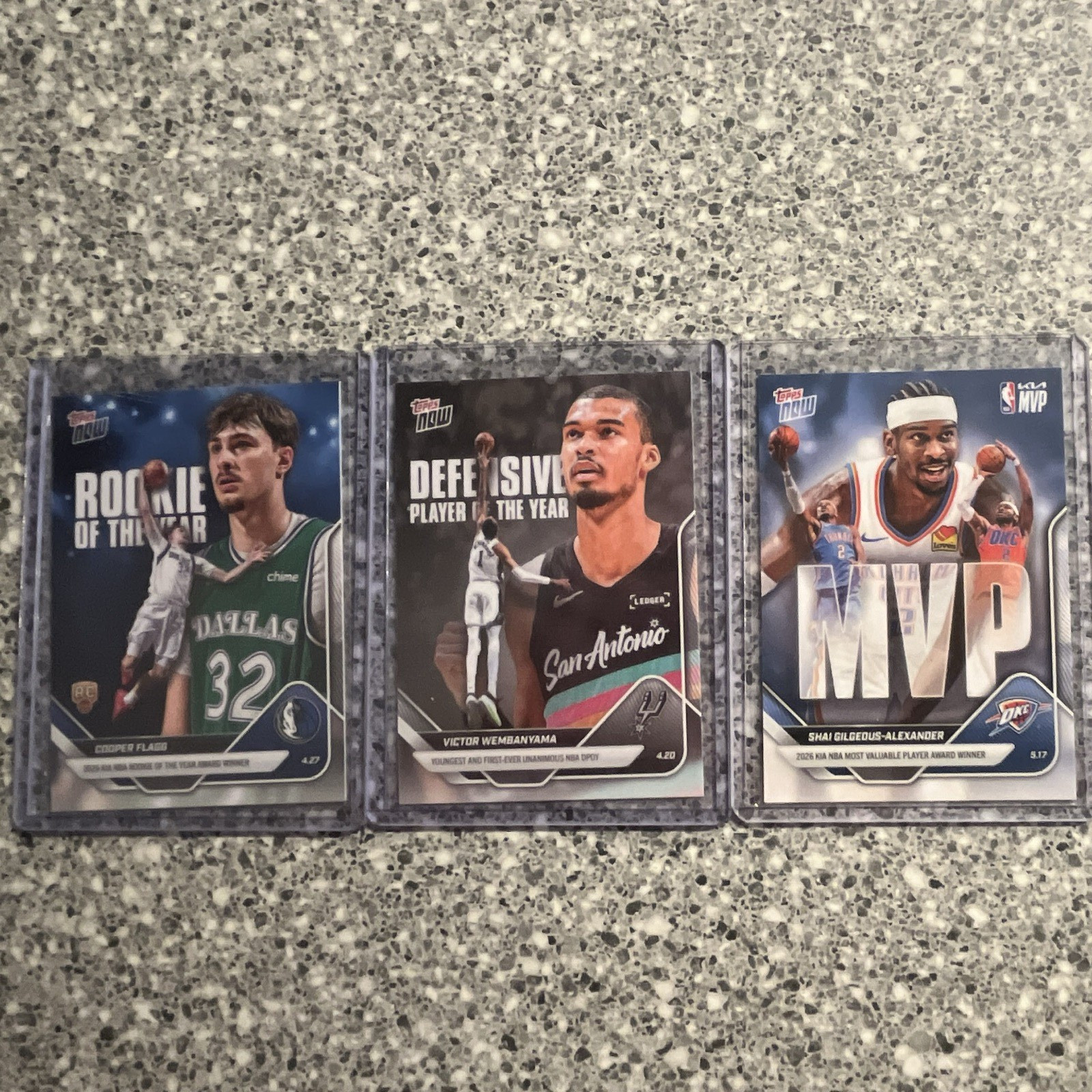 Topps Now 2024-25 NBA Awards 3-Card Lot ROY/DPOY/MVP Flagg Wemby SGA