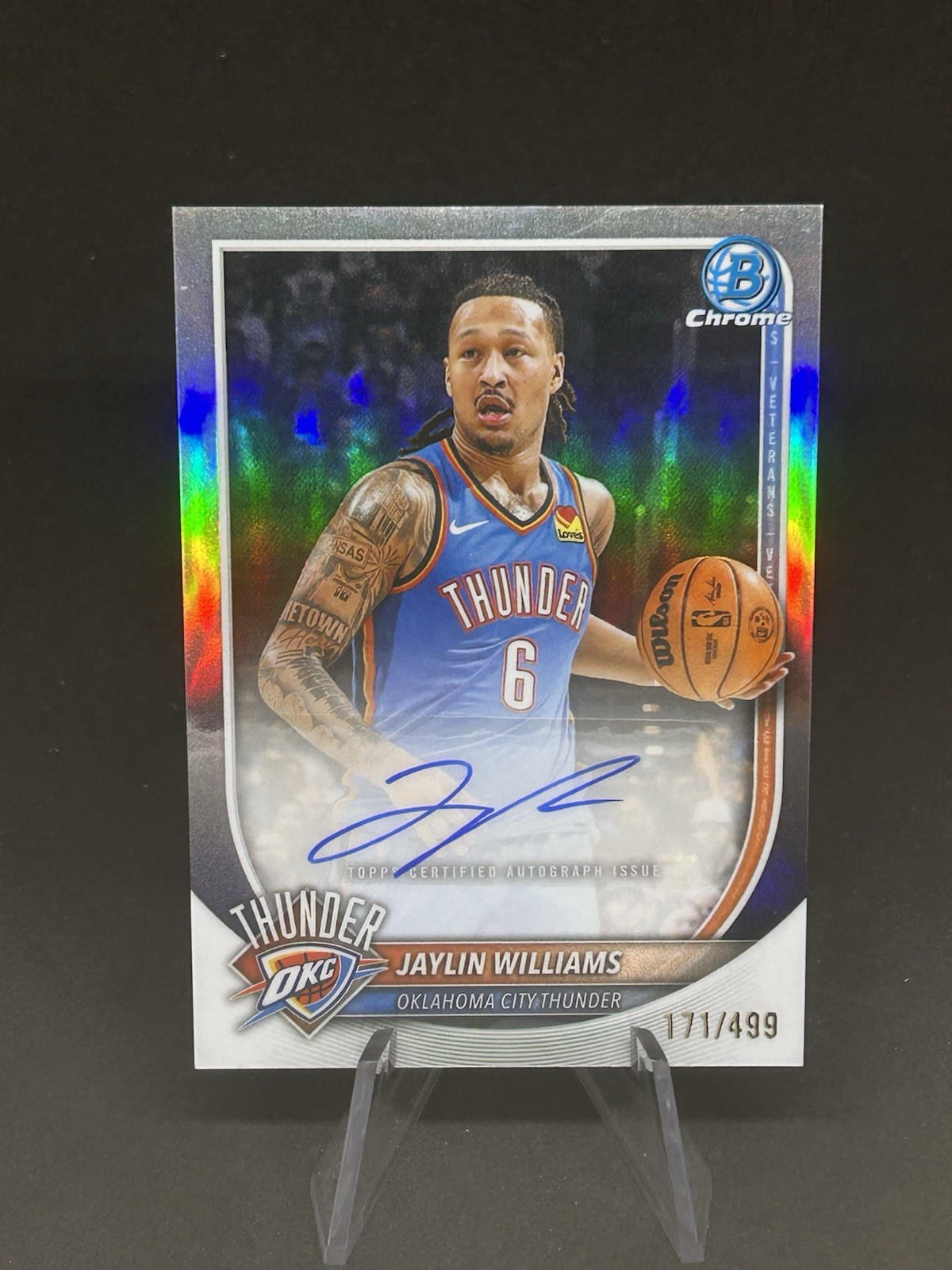 2025-26 Bowman Chrome Jaylin Williams AUTO Refractor /499 #BCA-JI OKC Thunder