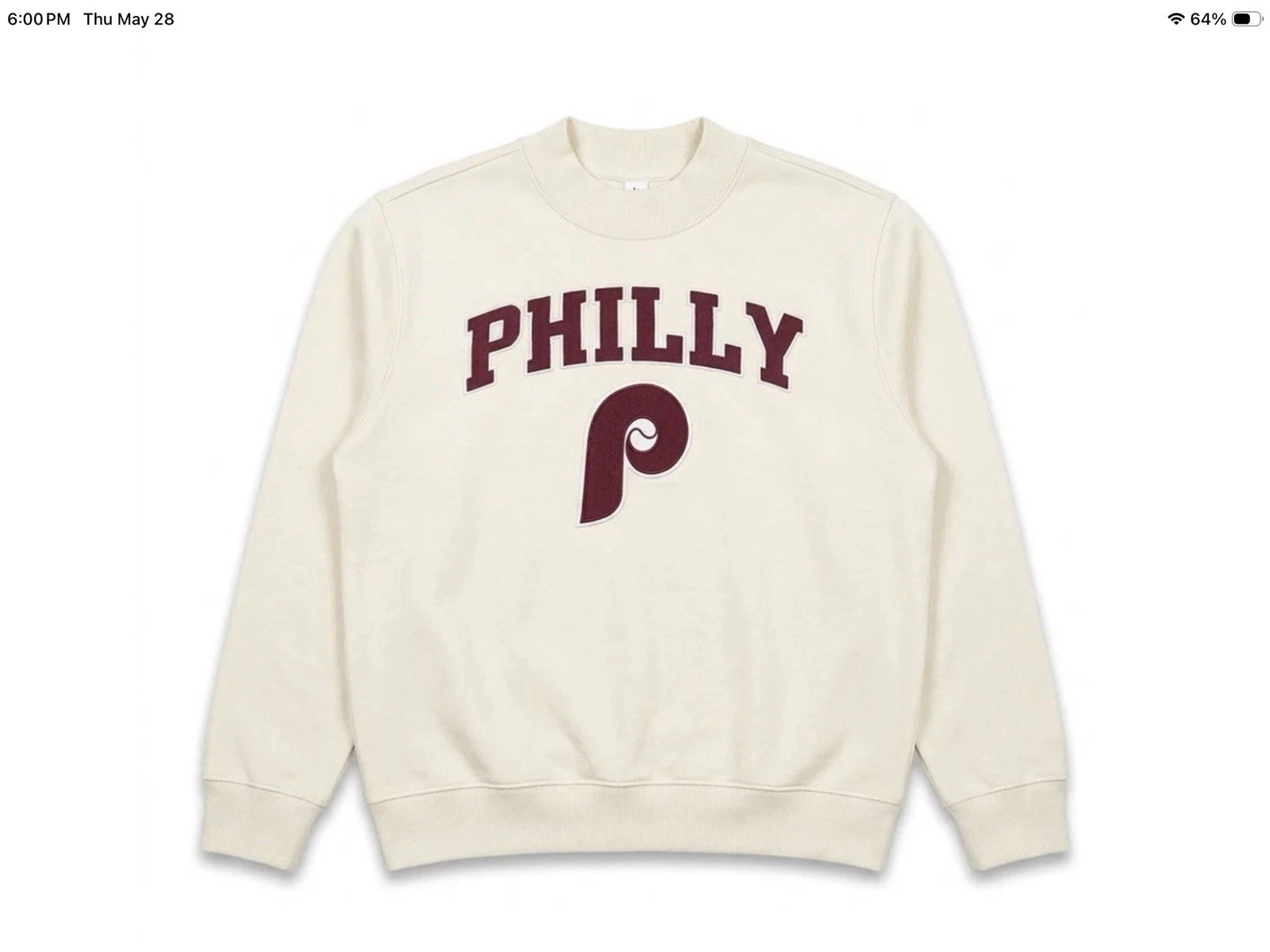 2026 Phillies Mother’s Day SGA Mock Neck Crew Sweatshirt Women Size M