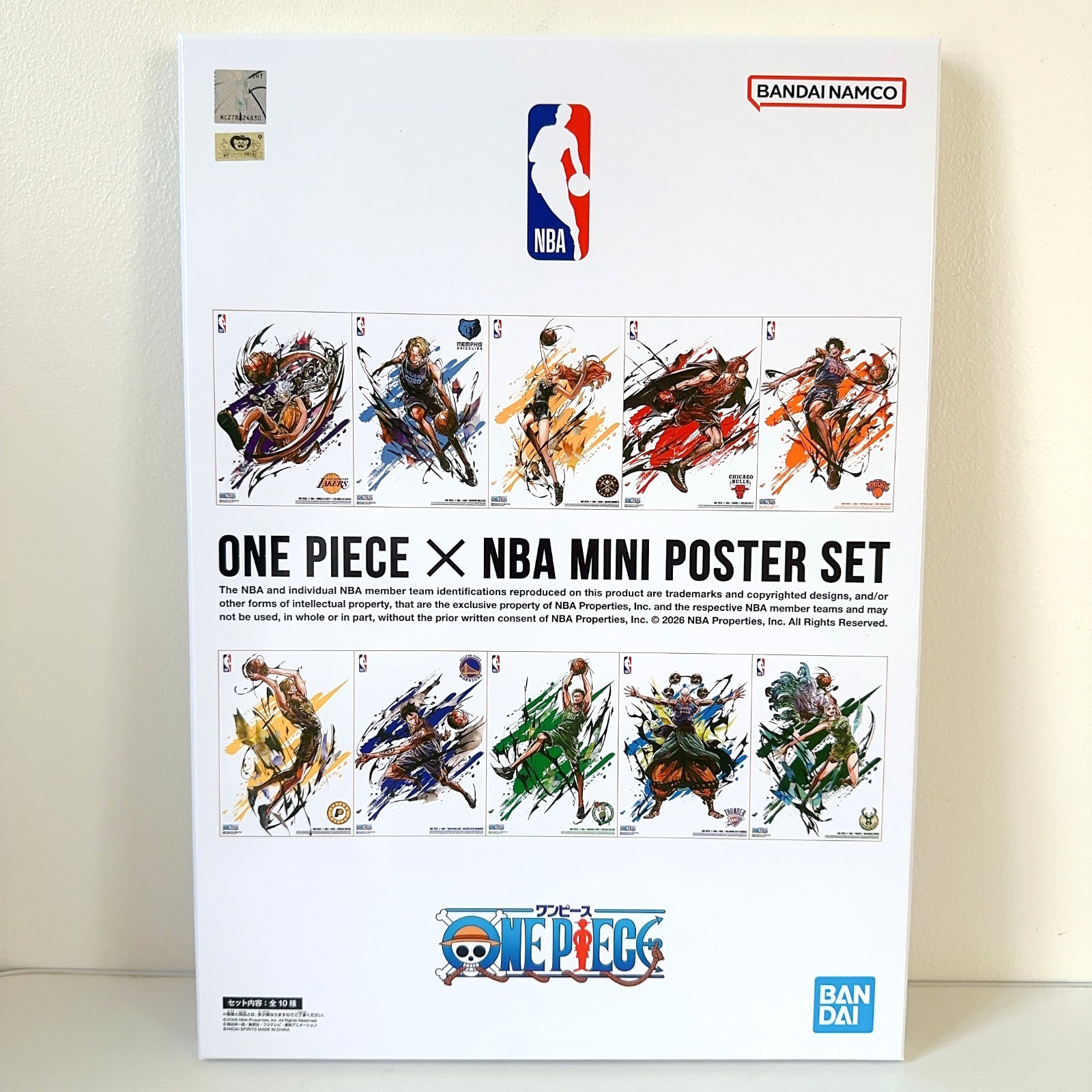 ONE PIECE x NBA Mini Poster Set 10 Sheets Limited Japan Official New