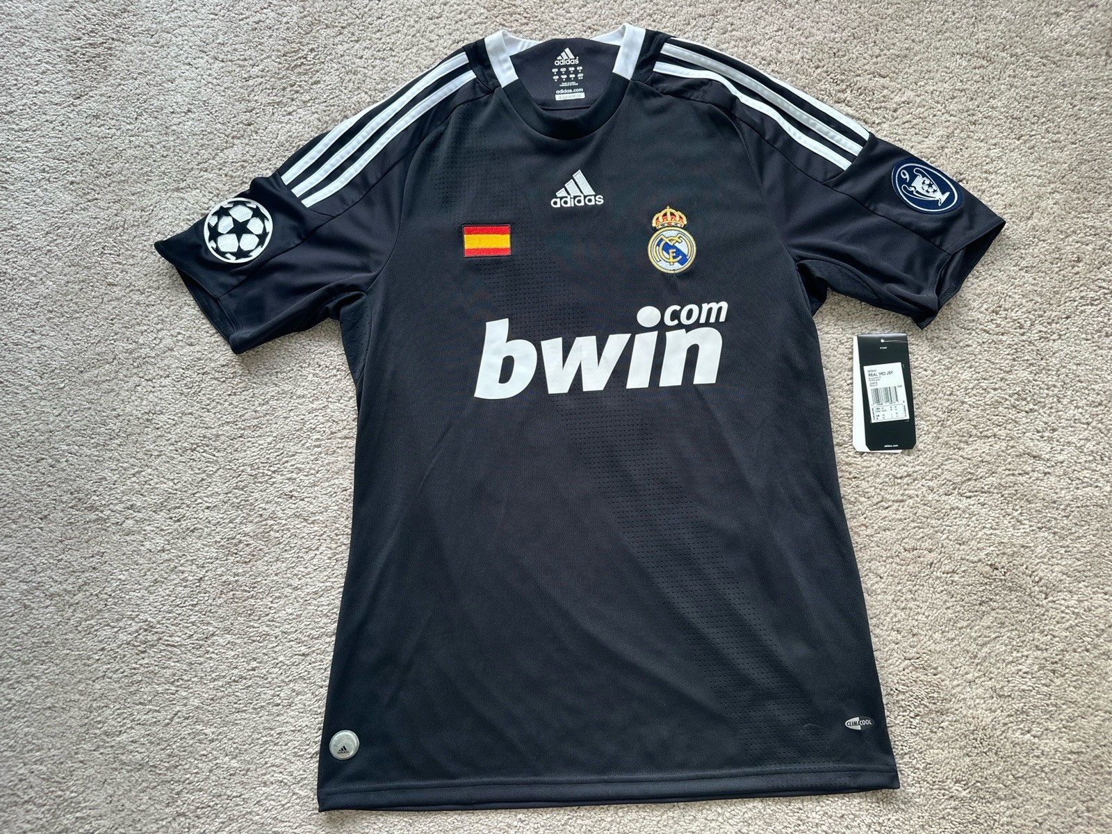 READ NWT Rare Vintage Adidas Real Madrid 2008/09 3rd CL Black Jersey Men’s M