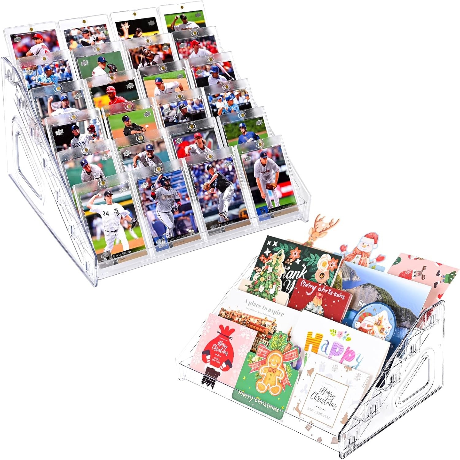 5 Tier 12″ Acrylic Card Display Stand, Easy Clip-On Design, Versatile Display…