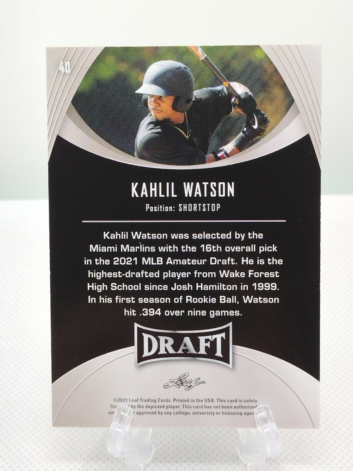 Kahlil Watson RC 2021 Leaf Draft Cleveland Guardians Rookie