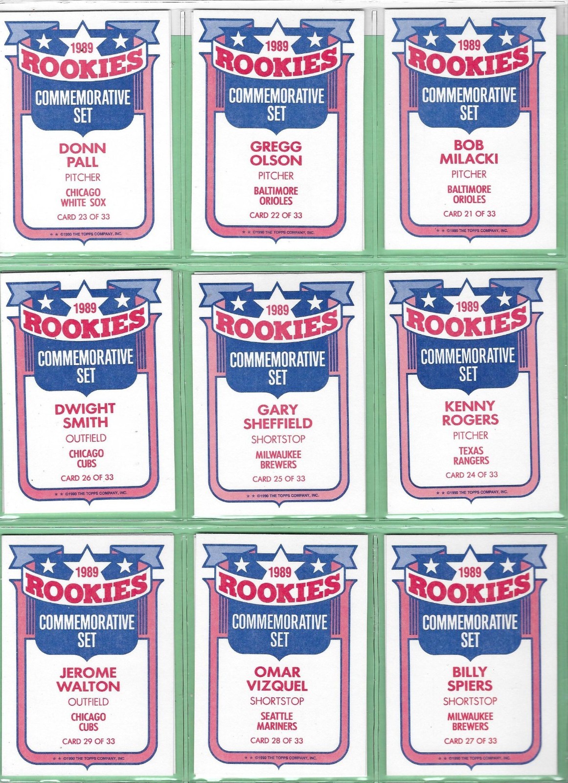 1990 Topps Baseball – 1989 Rookies – Pick Your Cards & Fill Your Sets👍