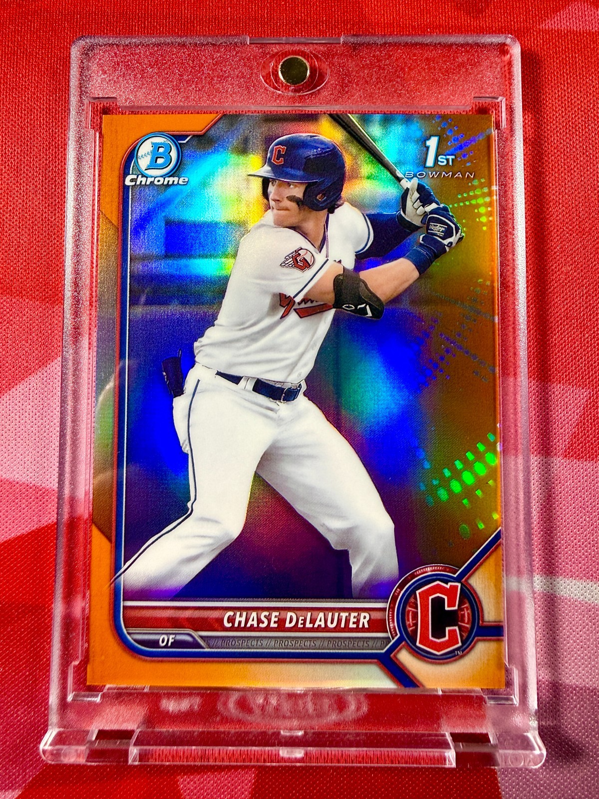 2022 1st Bowman Chrome CHASE DELAUTER Orange Refractor /25 MLB Baseball Card