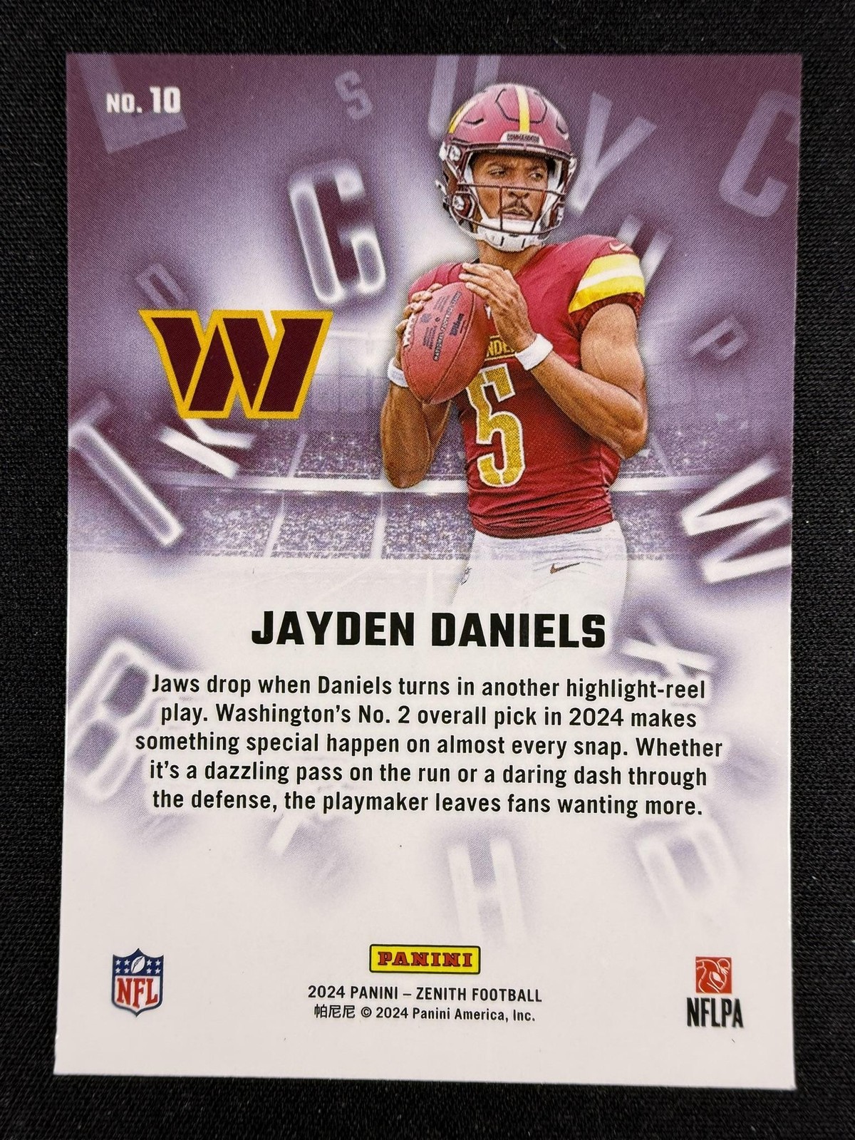 2024 Panini Zenith #10 Jayden Daniels A to Z Rookie