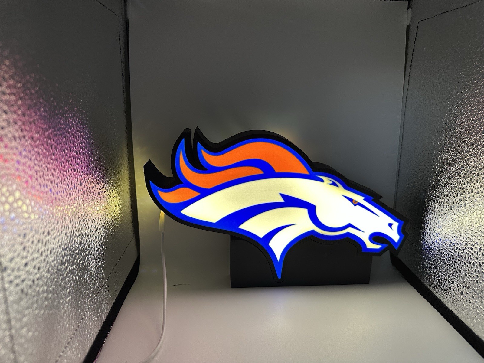 Denver Broncos Illuminated Display Unit – 3D Printed LED Lightbox for NFL Fans