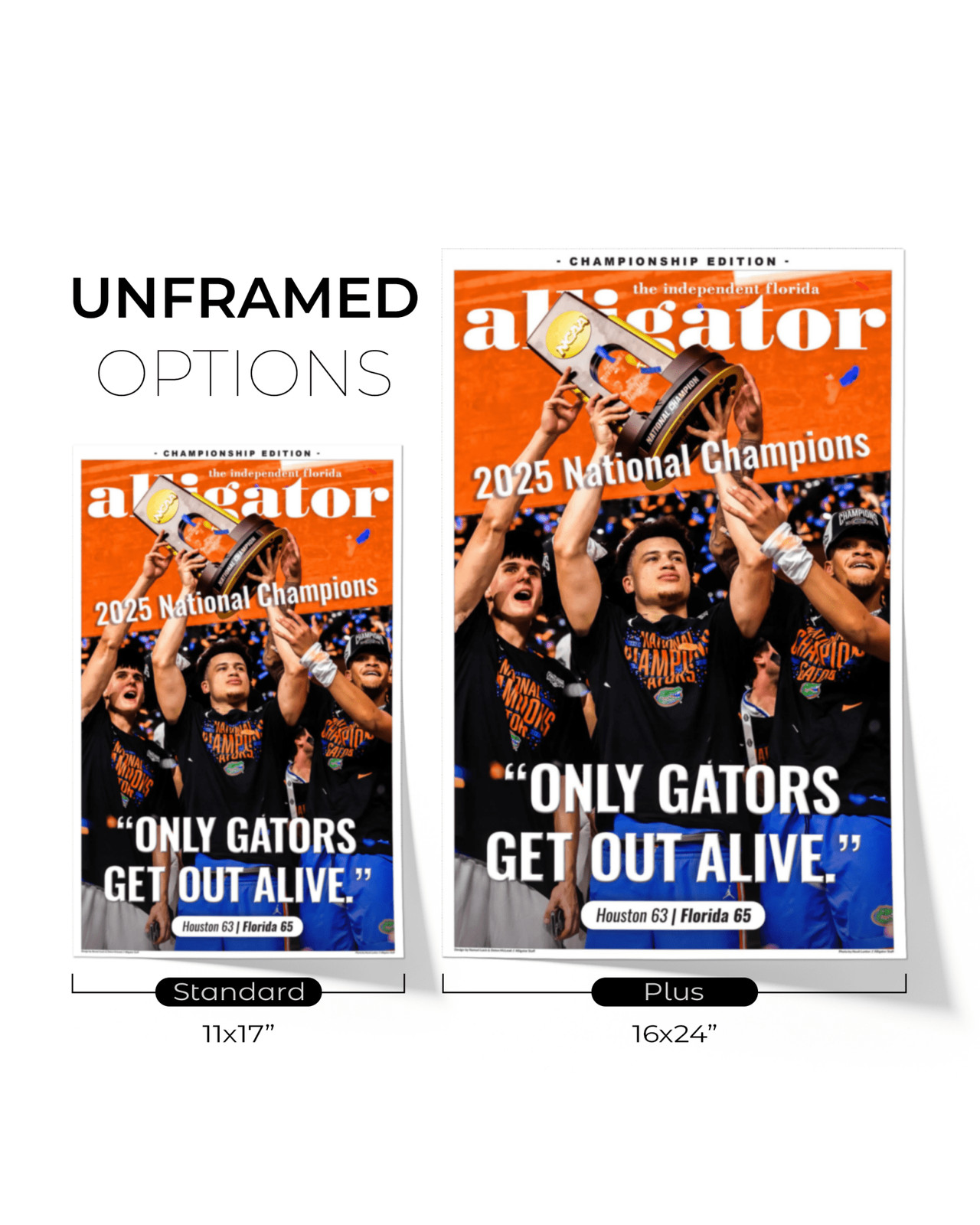 2025 Florida Gators NCAA Champions – “Only Gators Get Out Alive” Framed Alligato