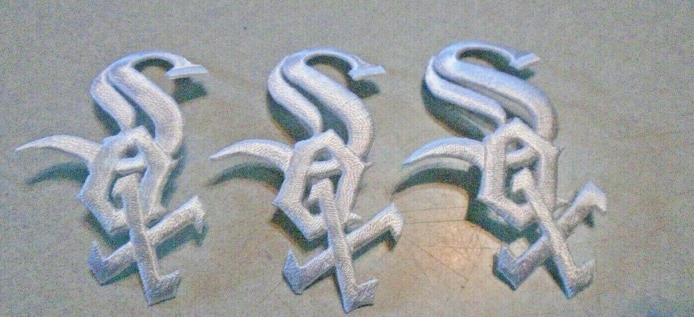 Lot of 3 Chicago White Sox Cap Logo Iron On Embroidered Patch 2 5/8 in Tall