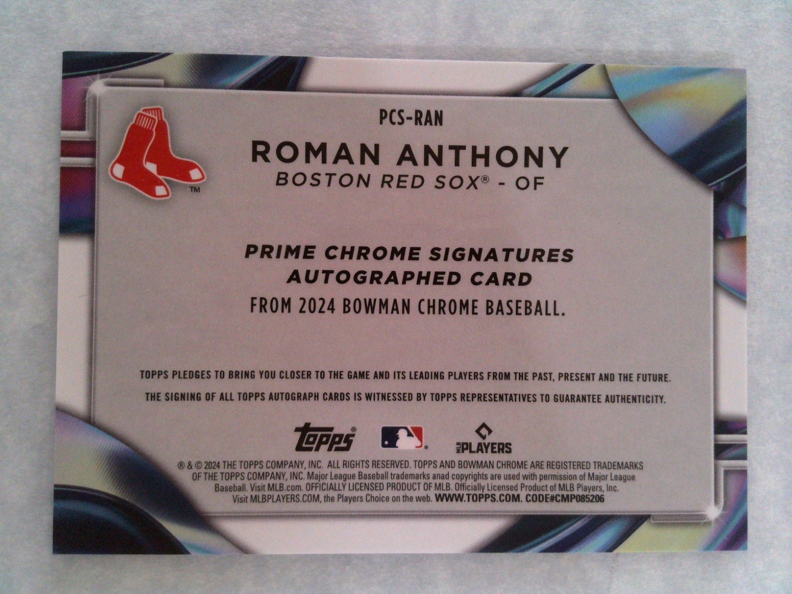 2024 Bowman Chrome – Roman Anthony #PCS-RAN Prime Signatures Auto /50 Red Sox