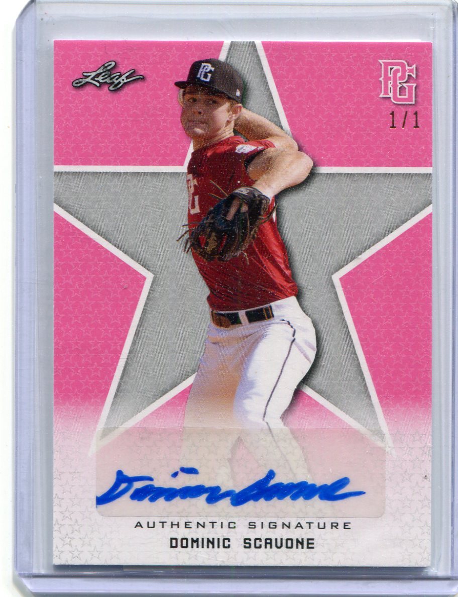 2020 Leaf Perfect Game Autographs Blank Back Pink Dominic Scavone Auto 1/1