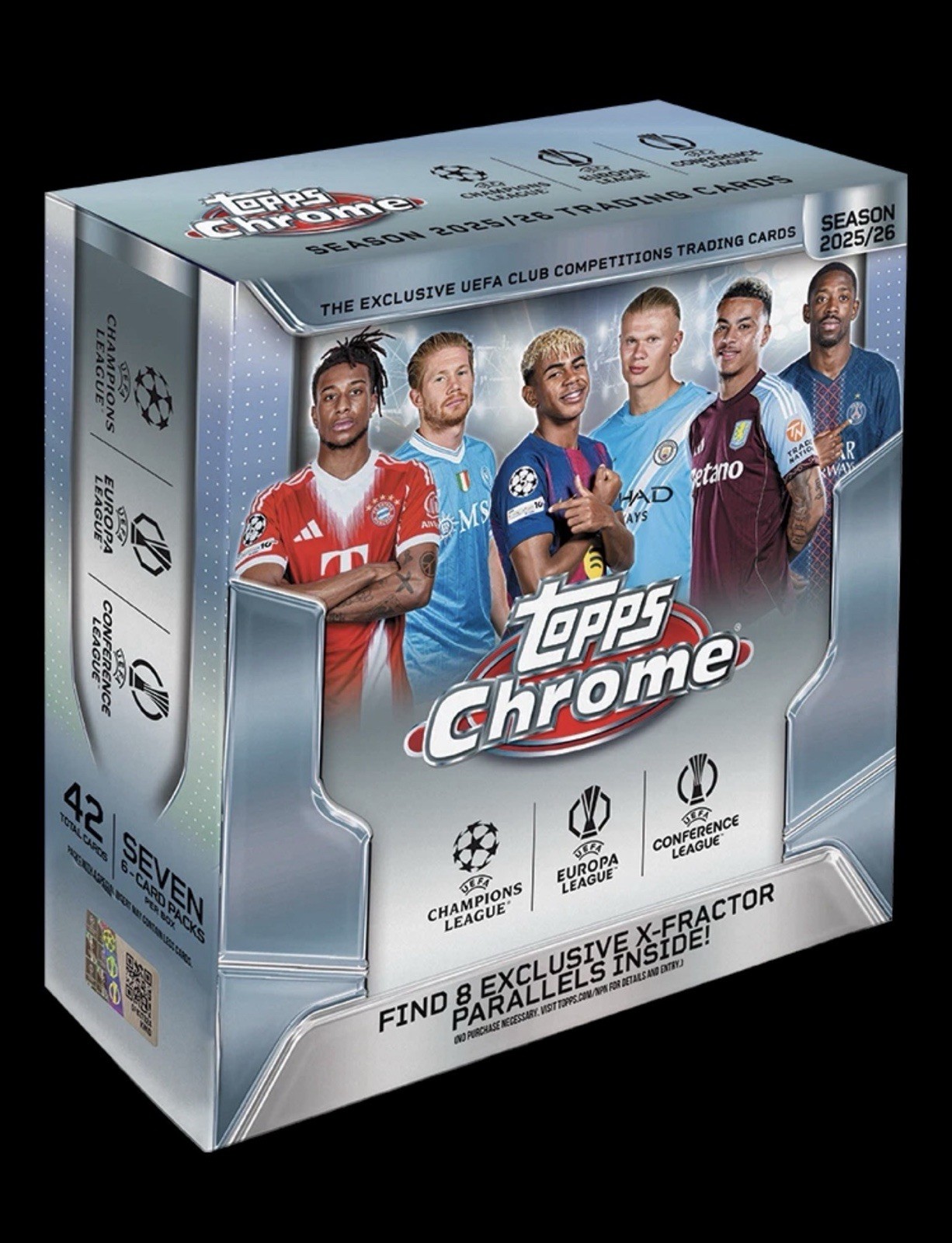 2025-26 TOPPS CHROME UEFA Club Competitions MEGA BOX (42 Cards) UCC Soccer New