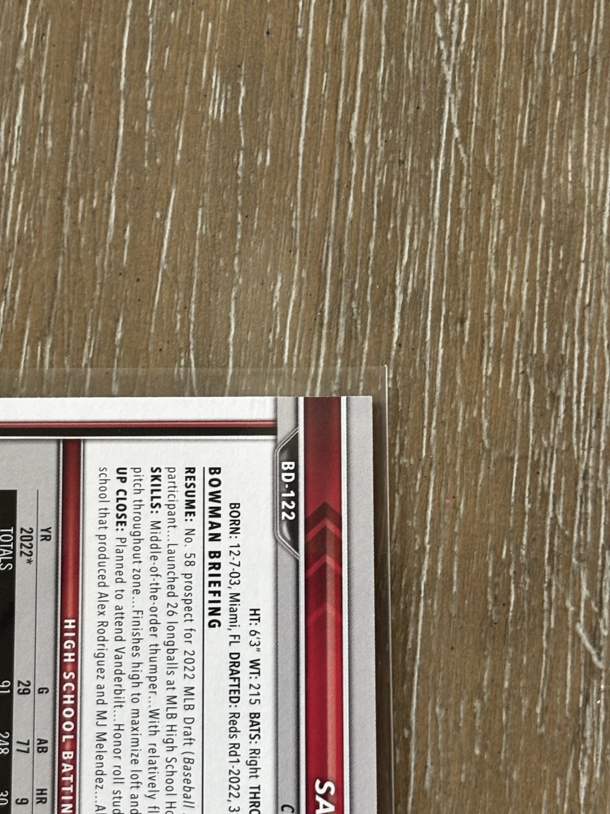2022 Bowman Draft 1st Edition Sal Stewart #BD-122 Rainbow Foil /1 (RC) Reds