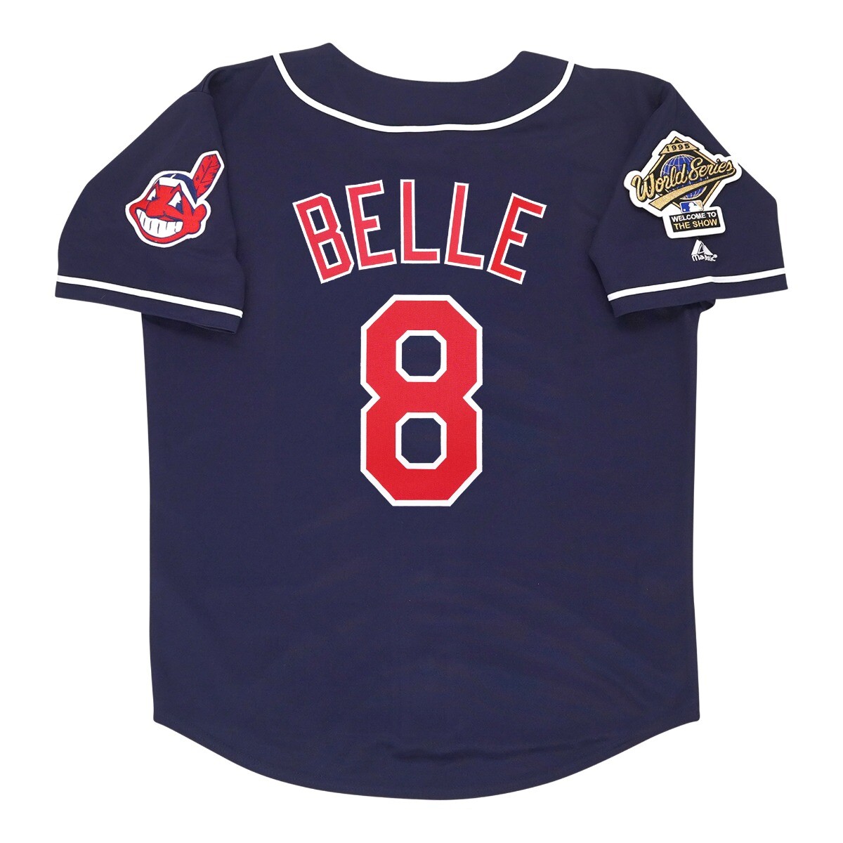 Albert Belle 1995 Cleveland Indians Alt Navy Blue World Series Men’s Jersey