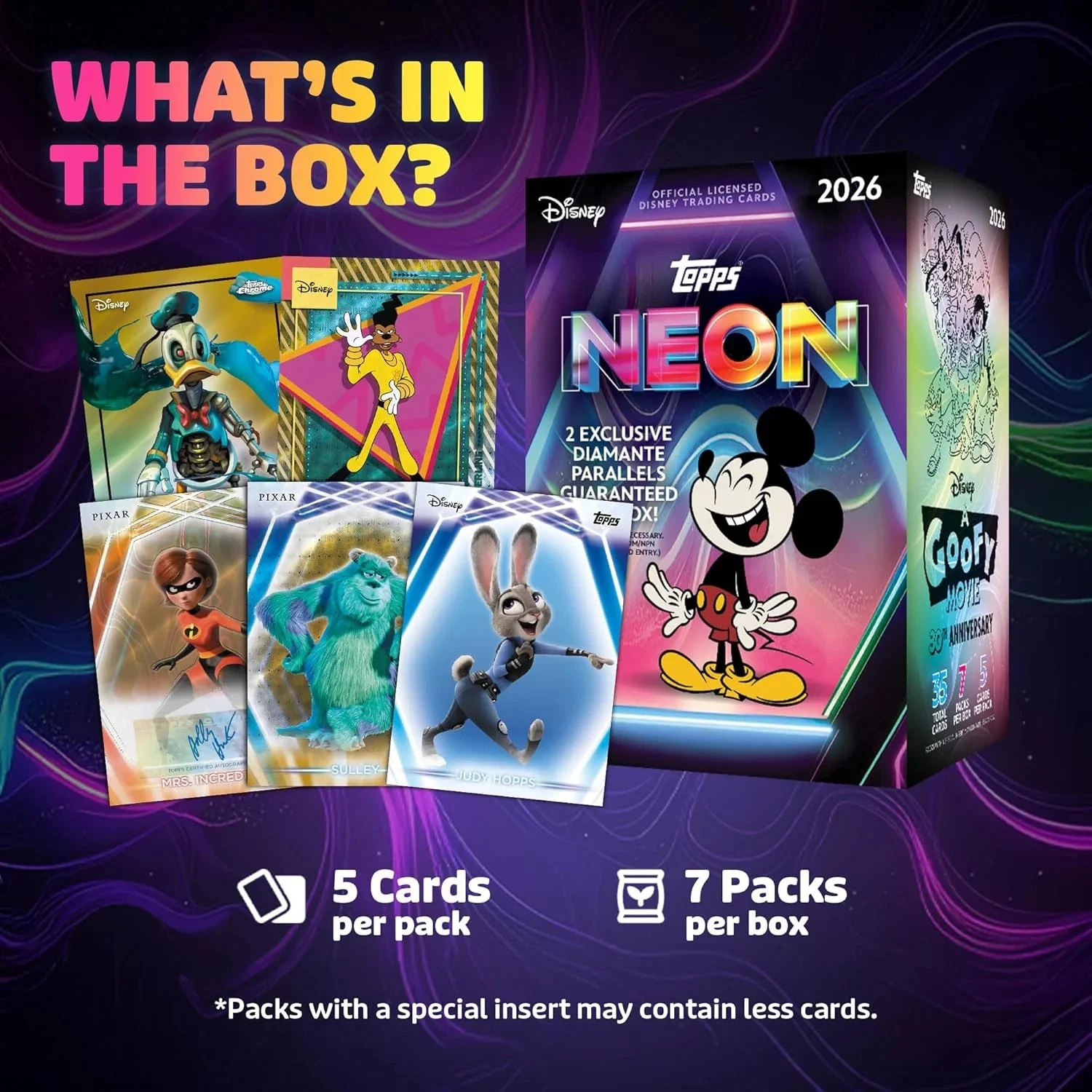 2026 Topps Disney Neon – Blaster Box (35 Cards)