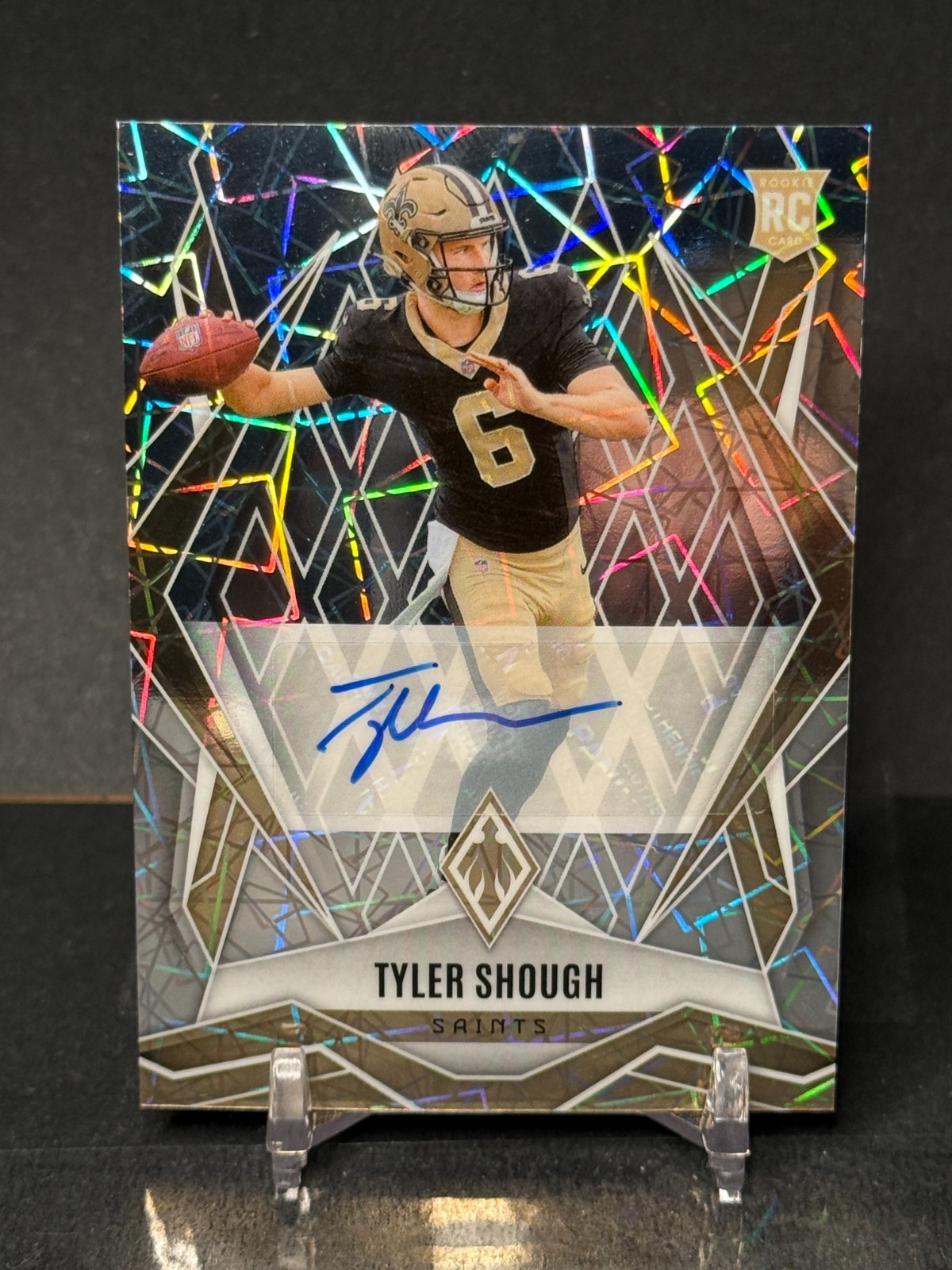 TYLER SHOUGH (RC) 2025 Panini Phoenix #169 Rookie Lazer Auto New Orleans Saints