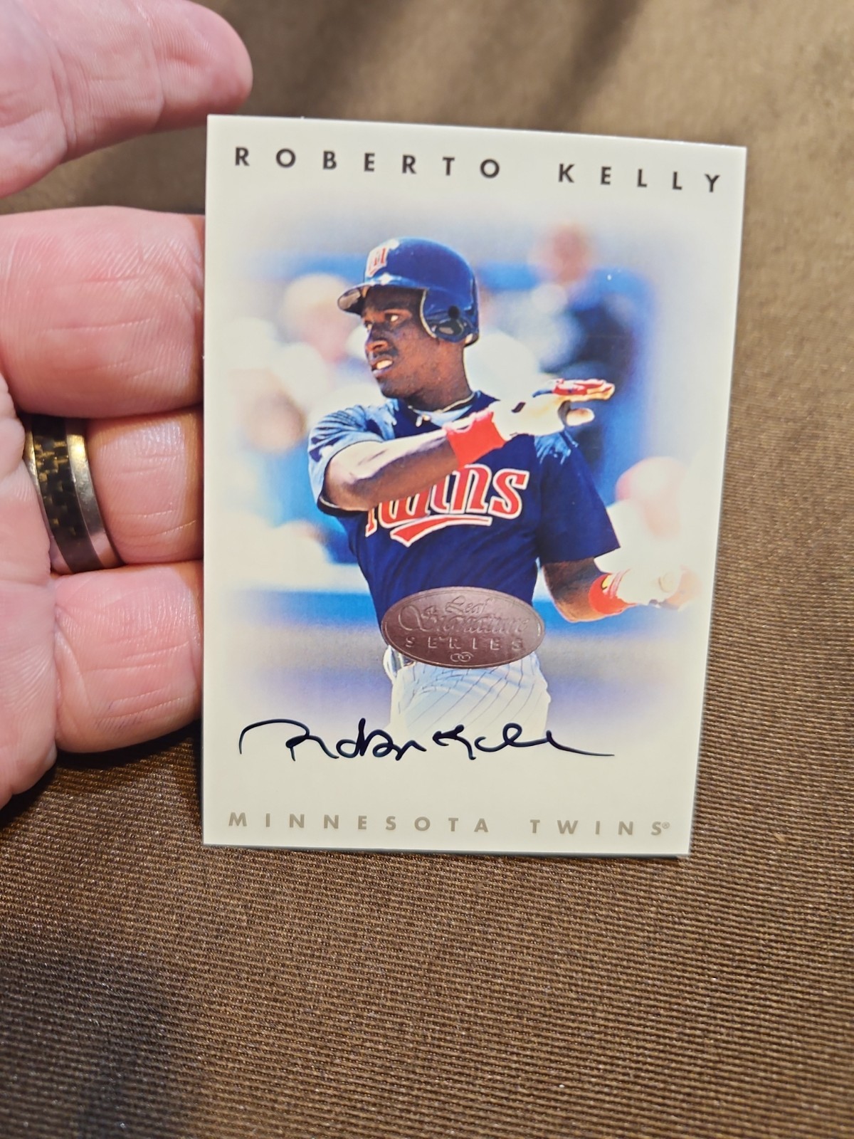 Roberto Kelly AUTOGRAPH Minnesota Twins 1996 Leaf Signature Series SILVER AUTO