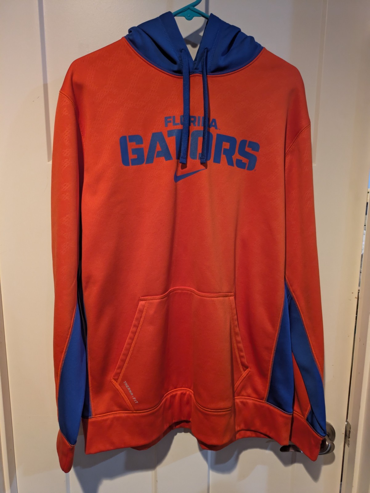FL Gators Sweatshirt Hoodie Men Large Orange/Blue NCAA Football Nike Therma-FIT