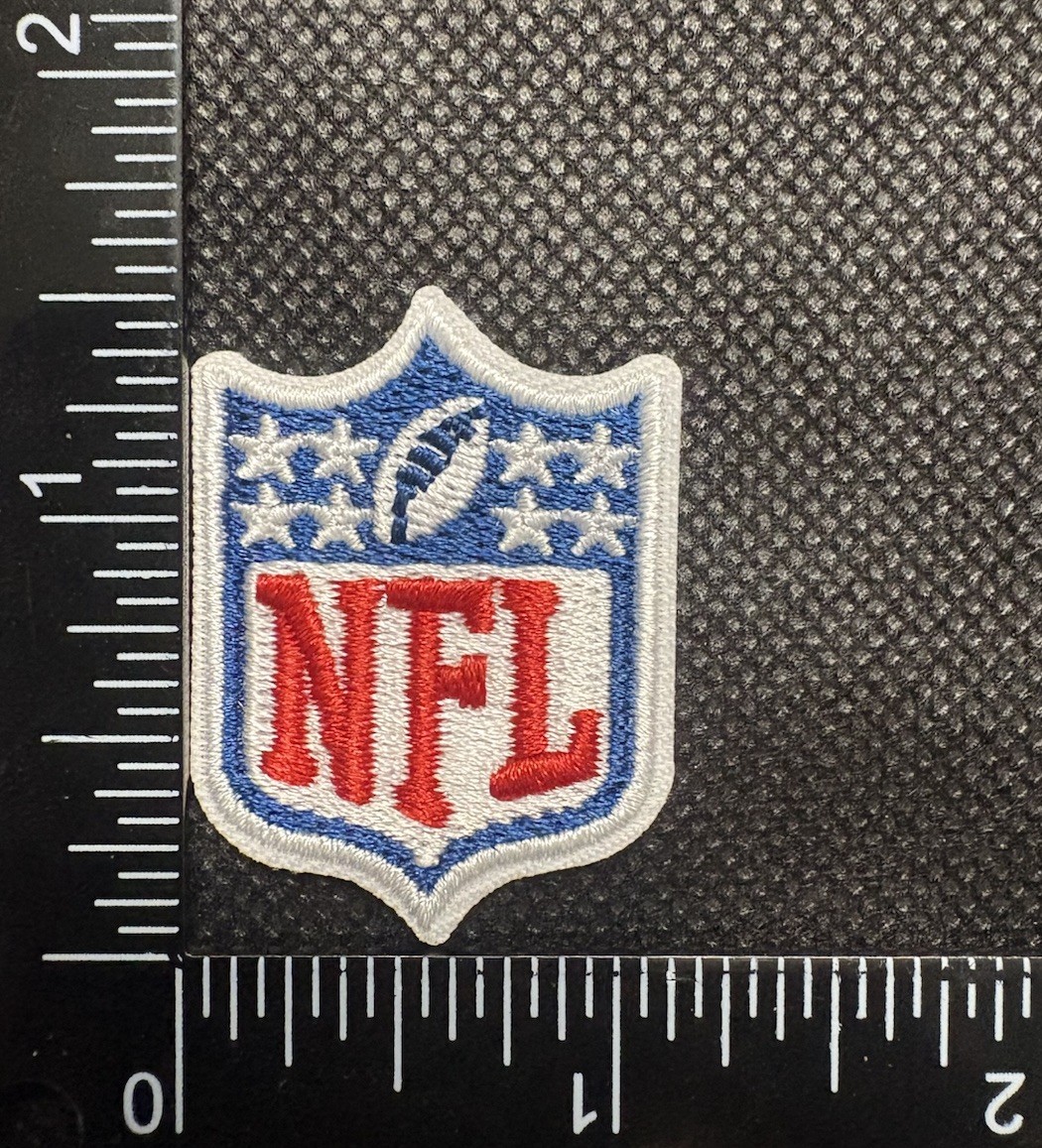 SMALLER COLLAR SIZE NFL LOGO SHIELD IRON ON EMBROIDERED PATCH SEE PHOTOS/ RULER