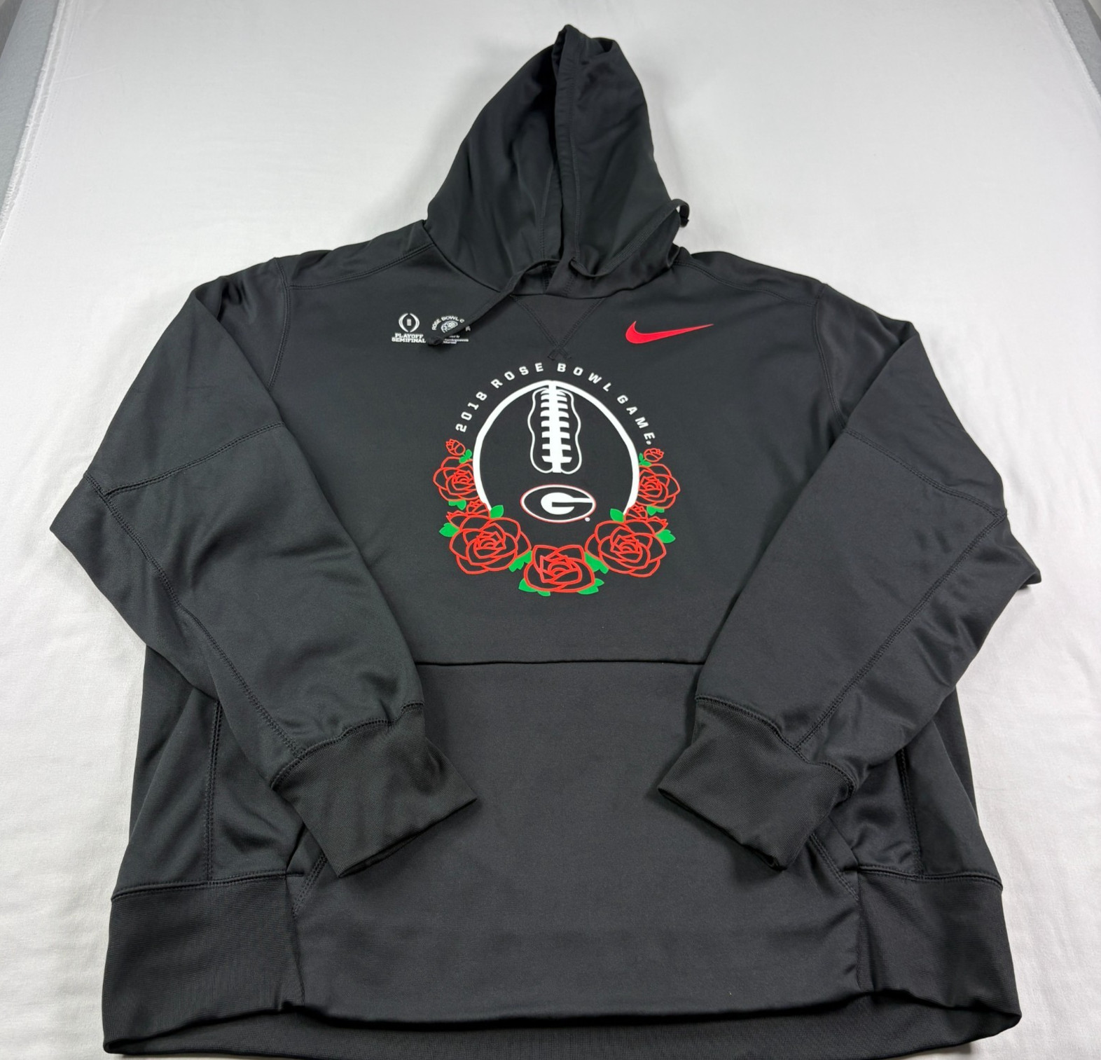 Georgia Bulldogs Nike Hoodie Mens XL Black Rose Bowl Graphic Pullover Sweatshirt