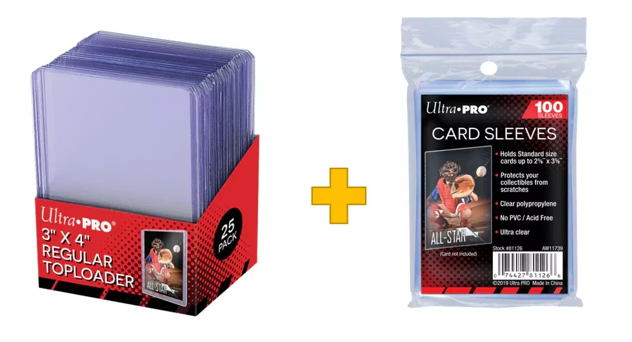 Ultra Pro – Regular Clear 3×4 Top Loaders & Soft Sleeves – 25, 50, 100, & 200!!!