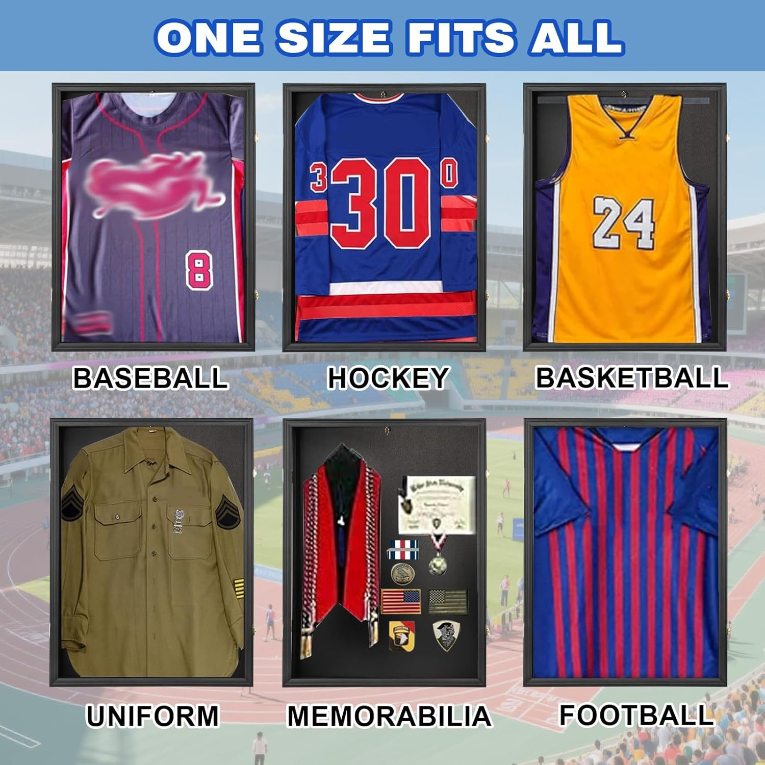 Jersey Frame Display Case Large Lockable Sports Jersey Frame Shadow Box with Uv