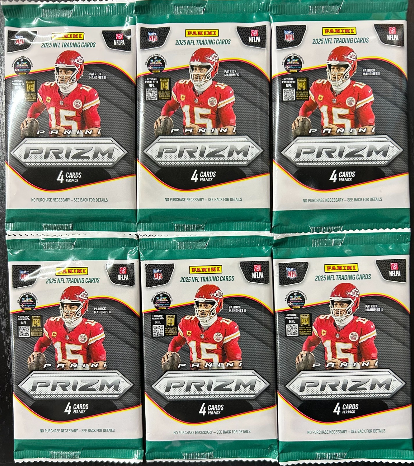6 of 2025 Panini Prizm Football 4 Cards Pack Factory sealed 🚚✅
