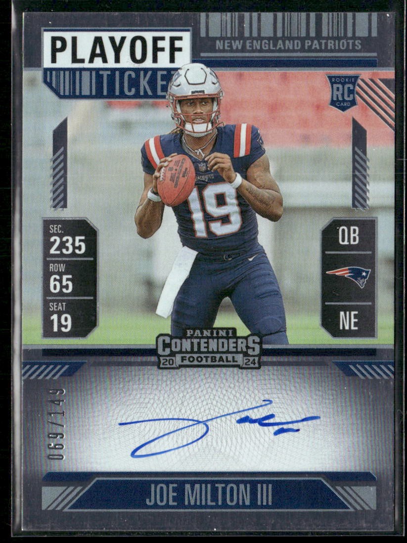 Joe Milton III Panini 2024 Panini Contenders #106 Playoff Ticket SN,RC,AU #/149