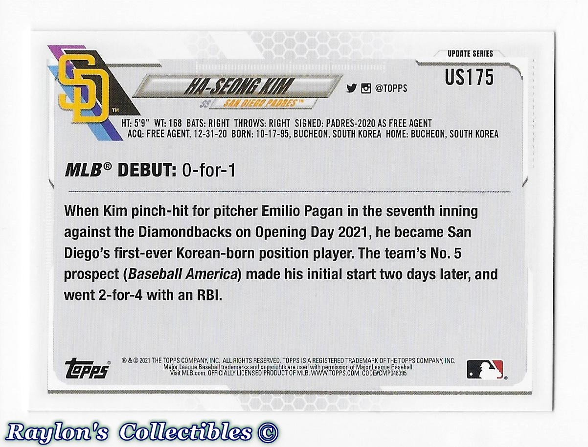 ⚾️ 2021 ~ Topps Update #US175 ~ Ha-Seong Kim RC – RD ~ Padres / Braves ~ NmMt=8