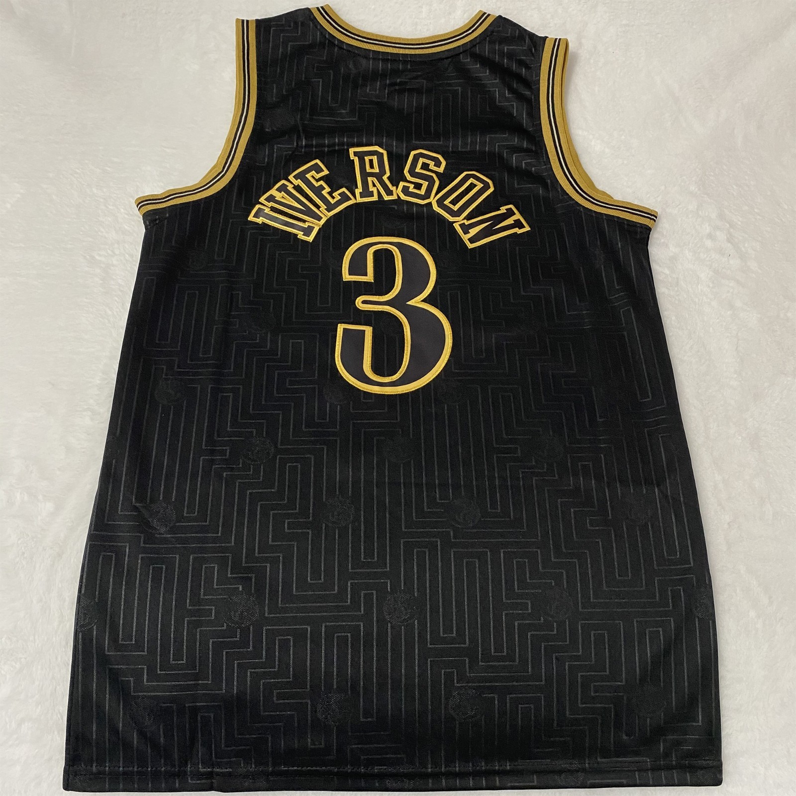 Allen Iverson #3 Jersey. Sewn version. 00-01 season. Black fan jersey. S-2XL