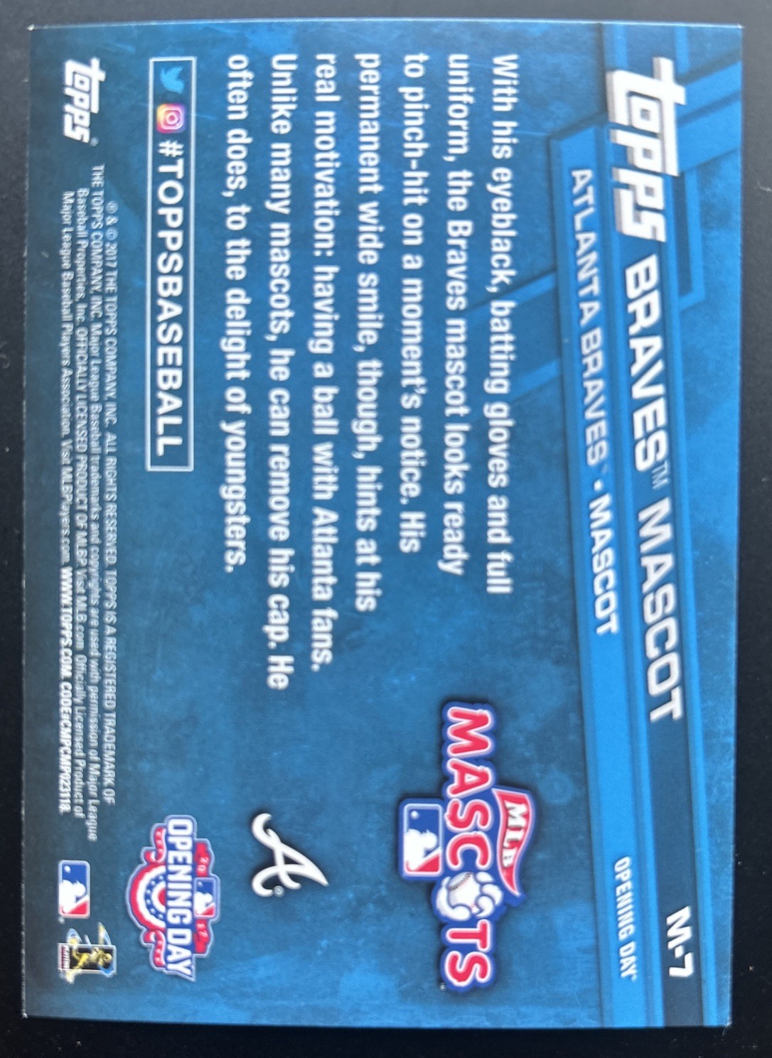 MLB Mascot Lot (6) 2017 Topps Opening Day Baseball – Reds Braves Marlins Astros