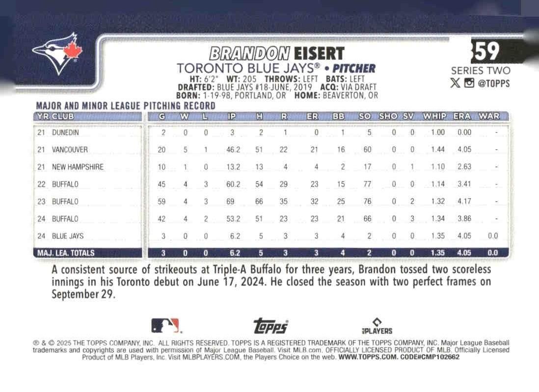 2025 Topps #359 Brandon Eisert
