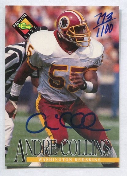 Andre Collins 1994 Pro Line #773/1100 Certified AUTOGRAPH (REDSKINS -PENN STATE)