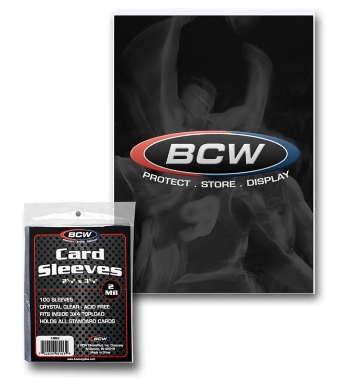(100ct Pack) BCW Soft Trading Card Sleeves Acid Free Crystal Clear Polyproplyene
