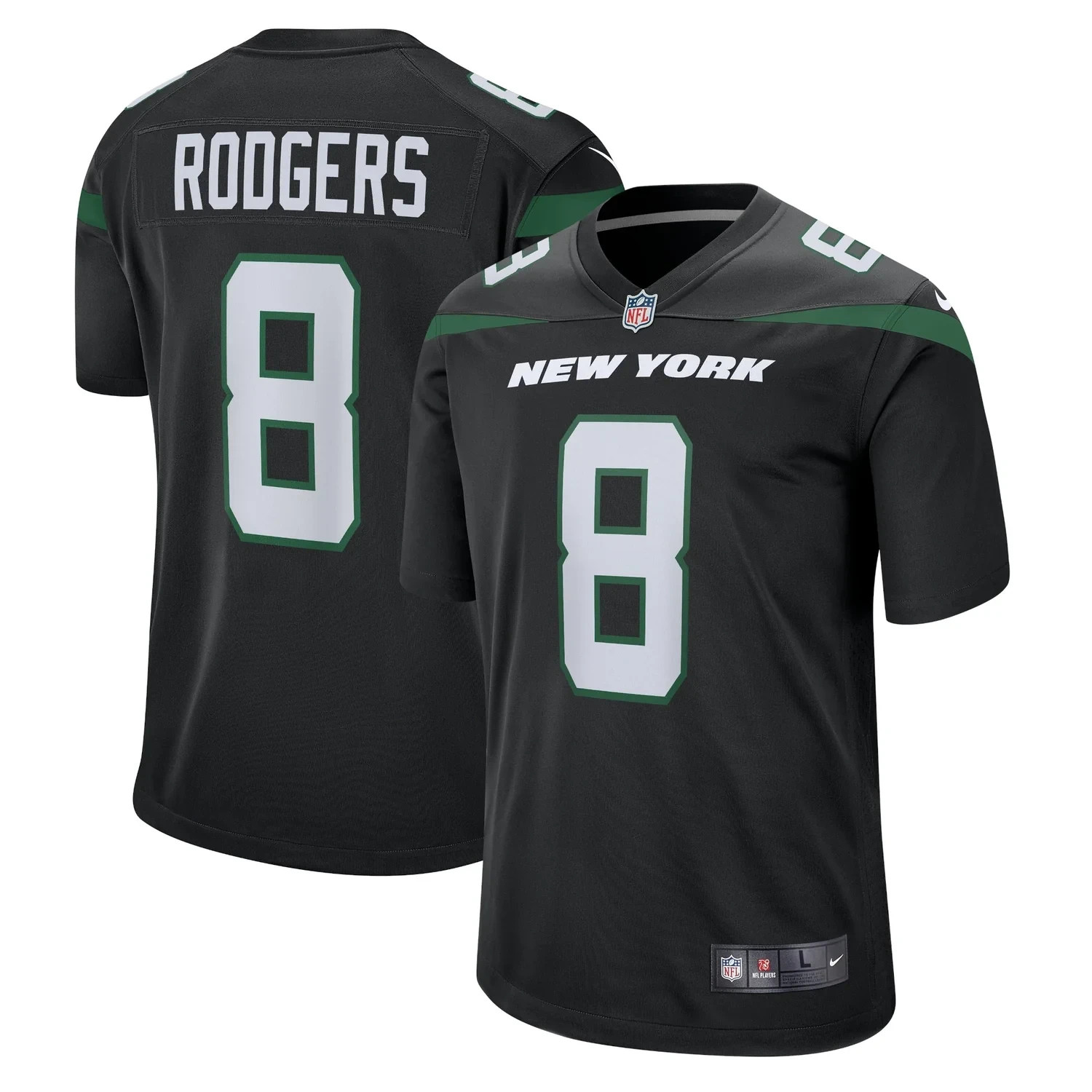 Aaron Rodgers New York Jets Nike Game Jersey Mens 2XL Black New NFL QB HOF NWT