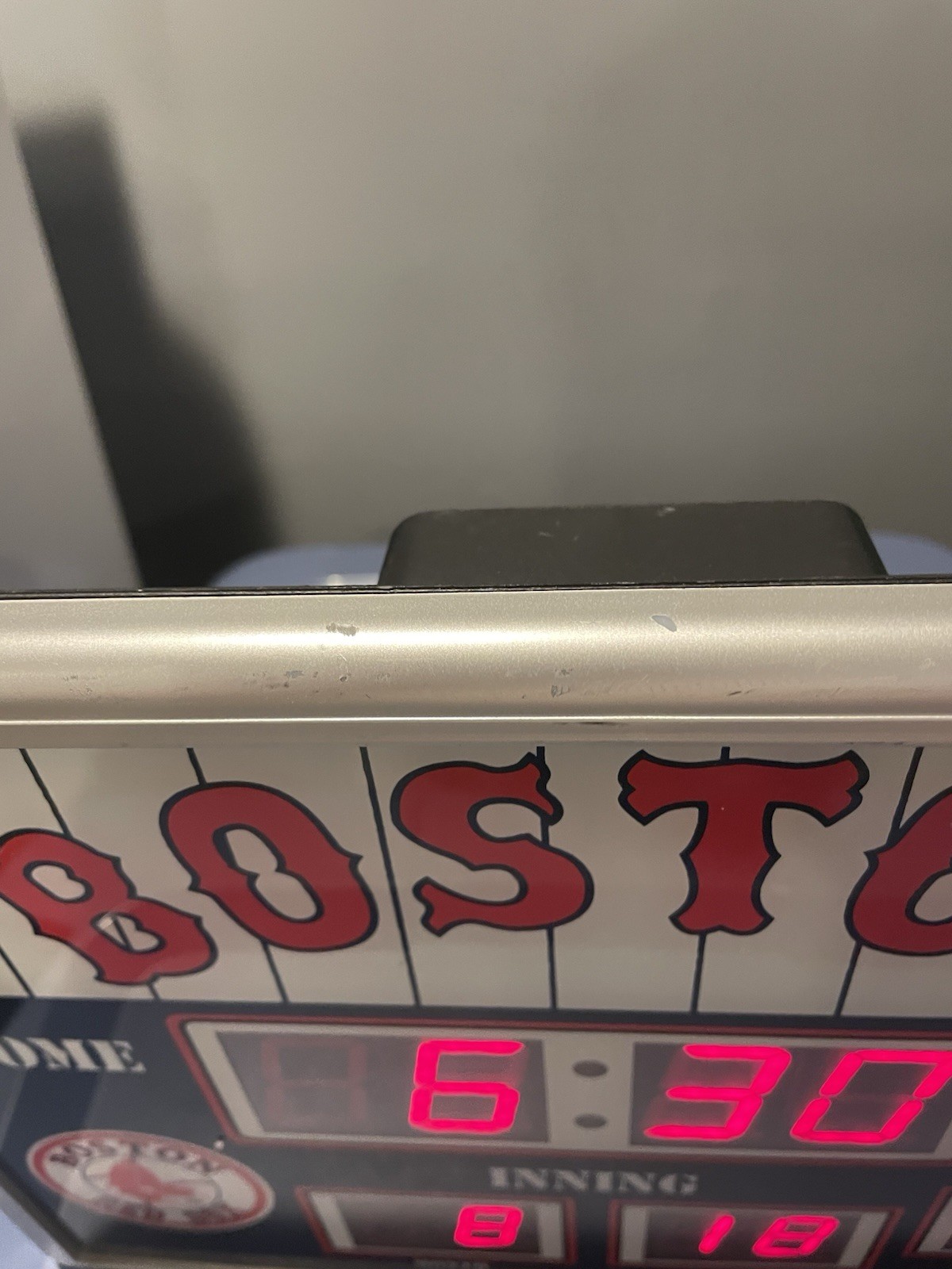 Vintage Red Sox digital sign, Clock, Calendar, Thermometer plug-in – 13″ x 9.5″