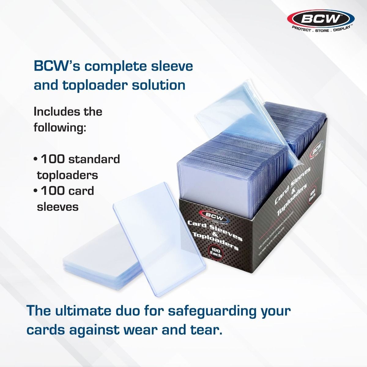 100 BCW Card Sleeves & Top Loader Combo Pack 3×4 Standard 100 of Each