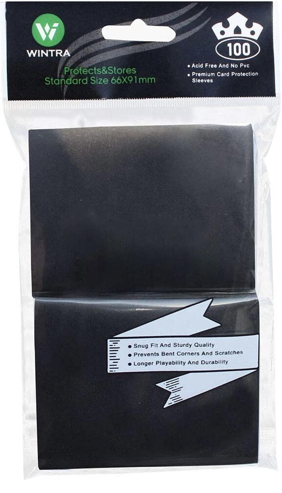 Wintra 200 Count Premium Matte Black Card Protectors Standard Size 66x91mm