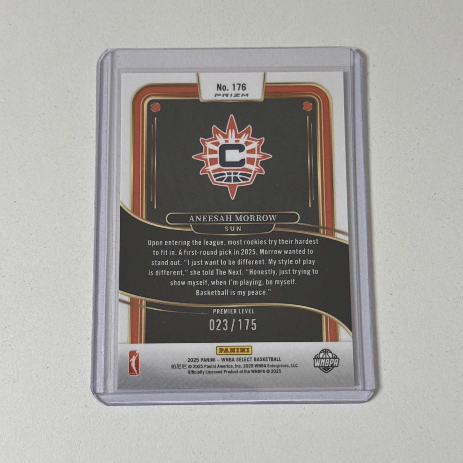 2025 Panini Select WNBA Aneesah Morrow Pink Camo /175 Premier #176 RC