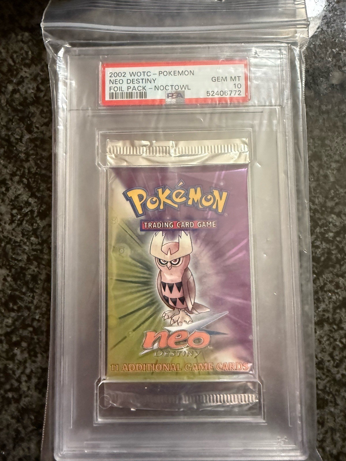 2002 Neo Destiny Pokemon Unlimited Noctowl Sealed Booster Pack PSA 10 Gem Mint