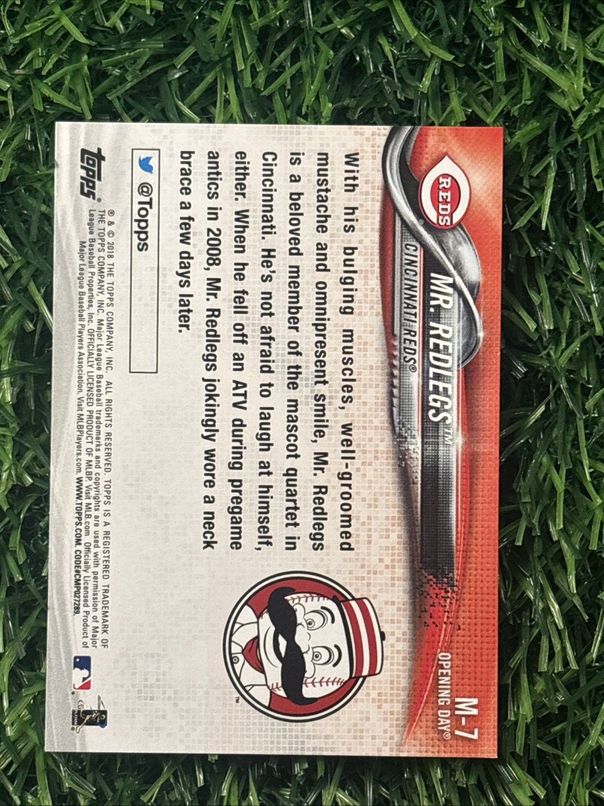 2018 Topps Opening Day Mascots Mr Redlegs #M-7 Cincinatti Reds Mascot