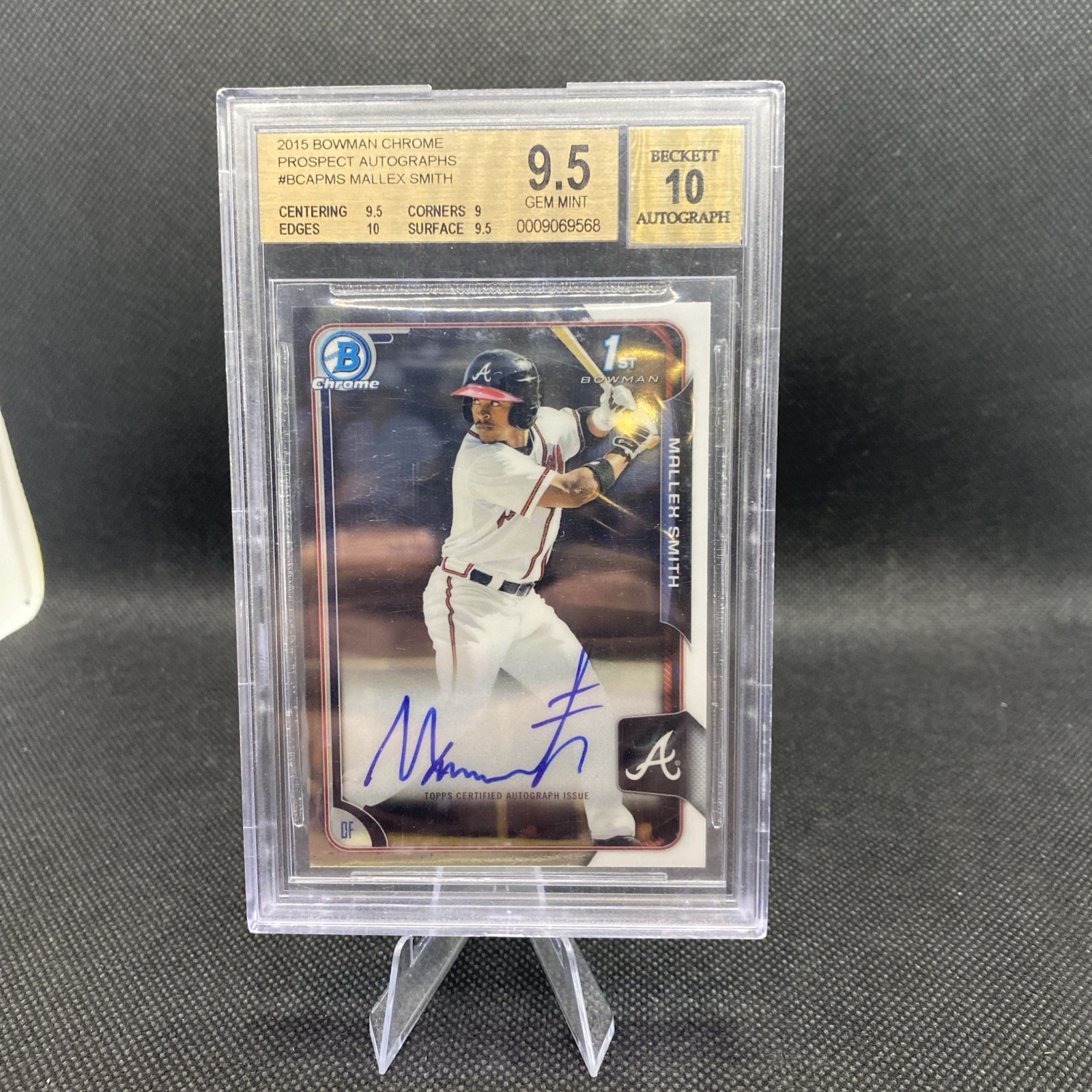 2015 Bowman Chrome Prospect Autographs #BCAPMS Mallex Smith Auto Beckett 9.5/10